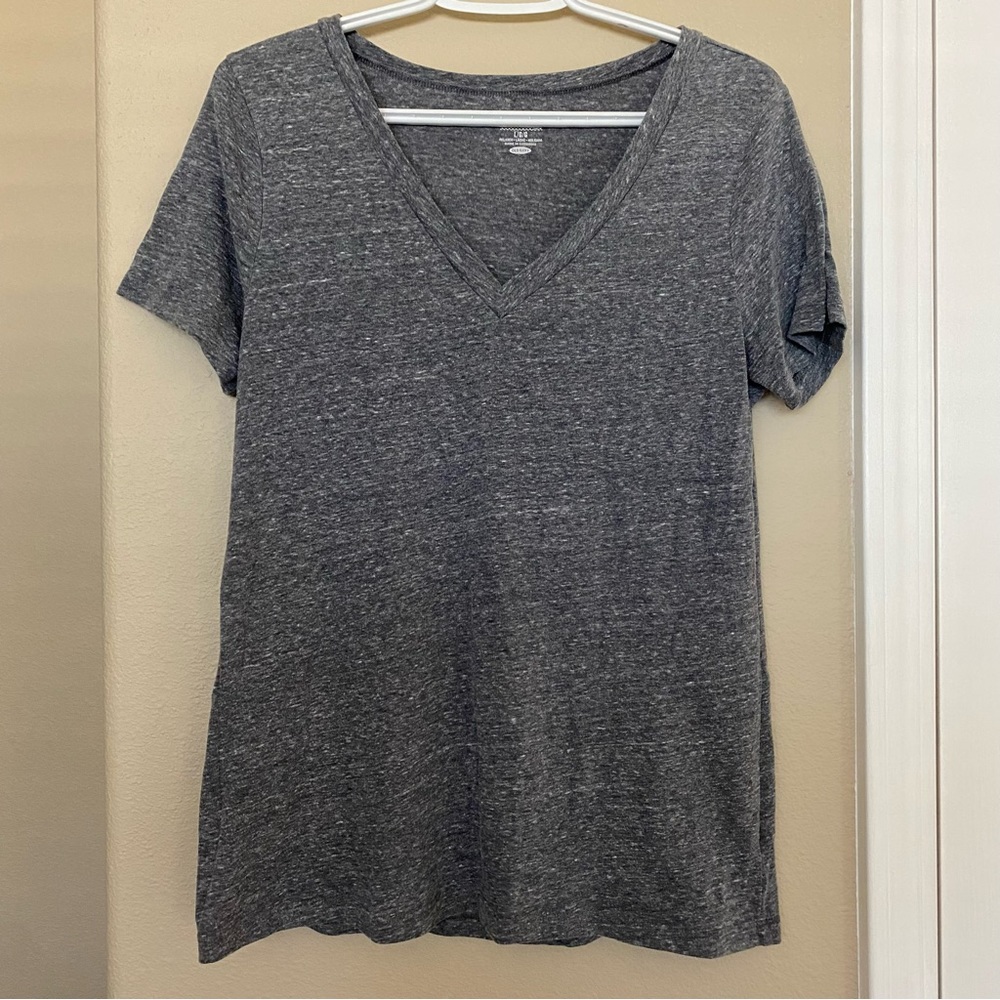 OLD NAVY Grey Marle Vintage Style V-Neck Top